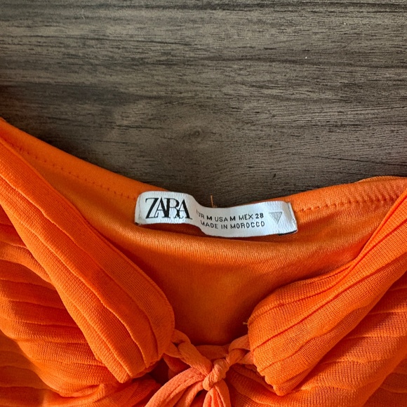 Zara Womens Pleated Ruffle Mini Dress Orange Medium - Picture 5 of 10